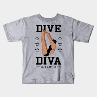 Womens Diving Dive Diva Springboard Platform Diver Kids T-Shirt